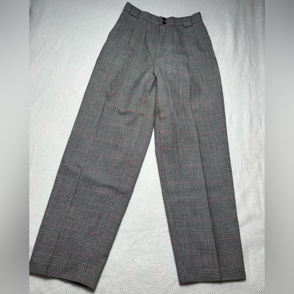 Women Collectible Gold Giorgio Sant Angelo Wool Plaid Pants Size 8